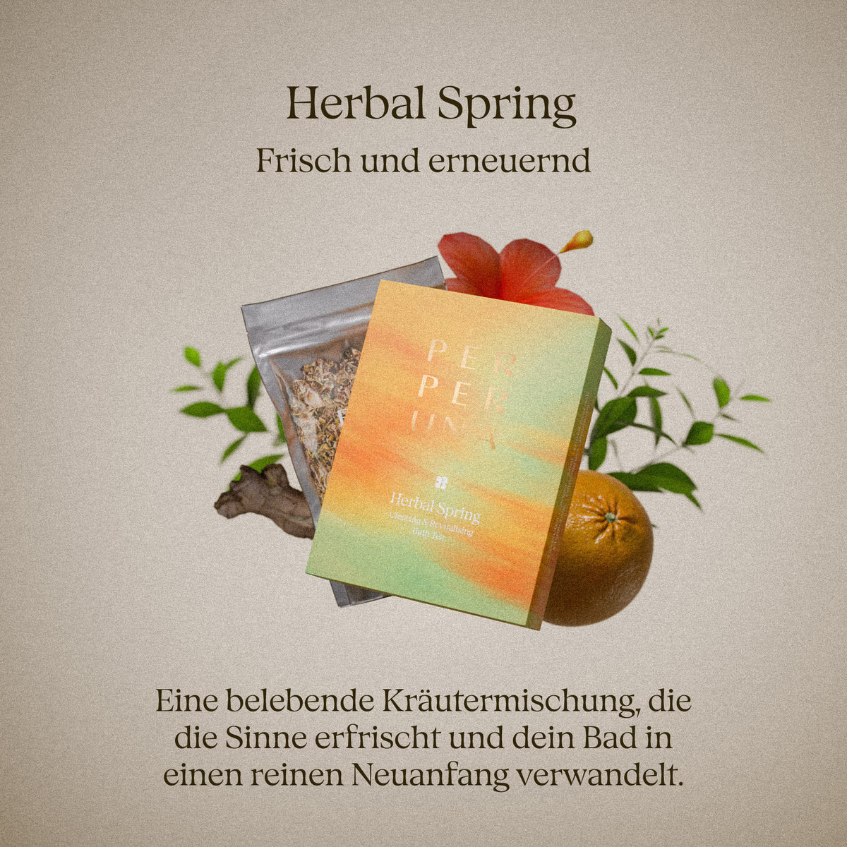 Herbal Spring 50 g – Badetee: Duftkarte